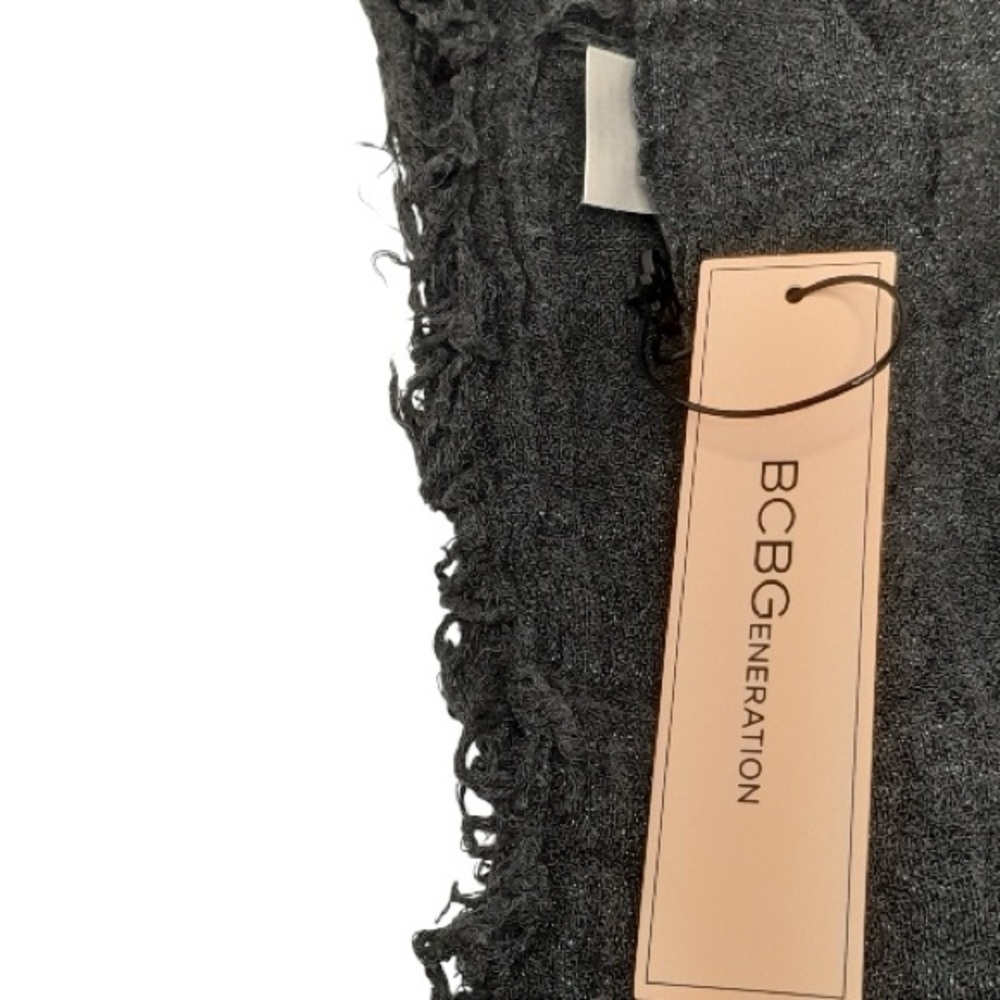 BCBGeneration Black Metallic Shimmer Shawl Wrap Scarf Oversized Evening - Picture 3 of 10